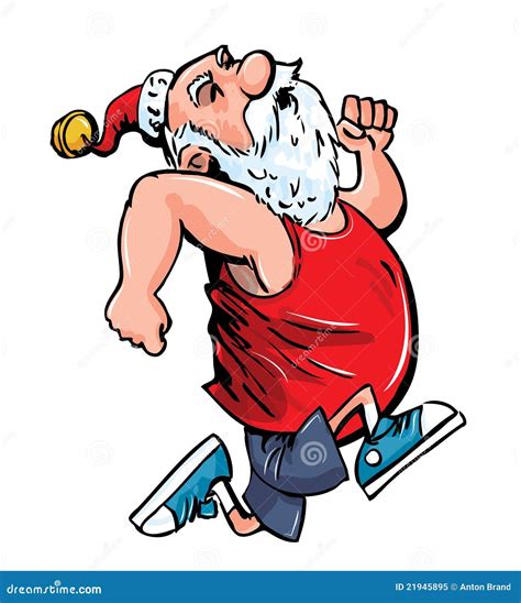 Cartoon Santa Running For Exercise Stock Vector Illustration Of