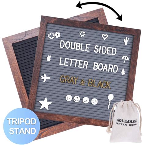 Felt Letter Board 12″x12″ Double Sided With 730 Pre Cut White And Gold