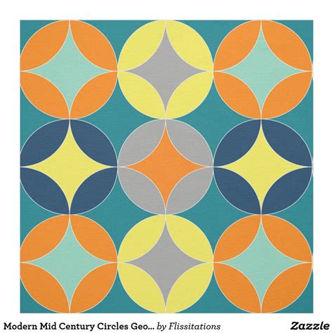 Modern Mid Century Circles Geometric Pattern Fabric In 2020 Geometric