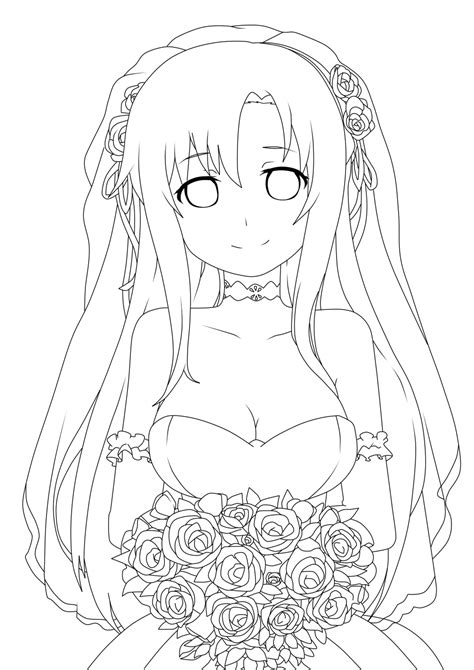 Sword Art Online Asuna Dress Wedding Lineart By