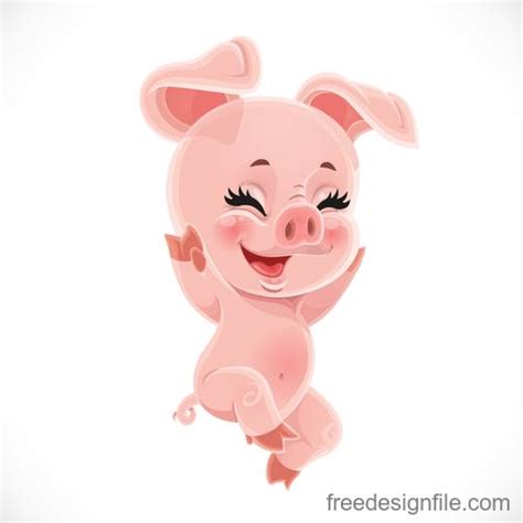 Little Cute Cartoon Baby Pig With White Background Vector