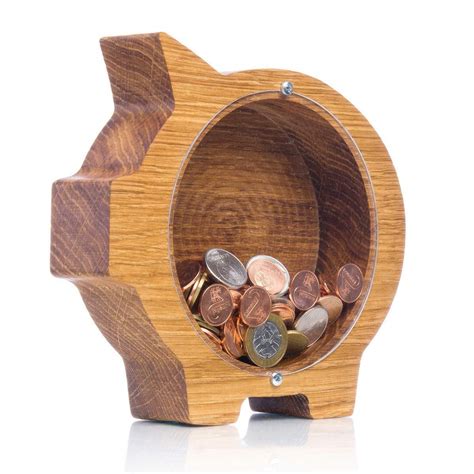 Oak Wood Coin Bank For Girls And Boys Personalized Piggy
