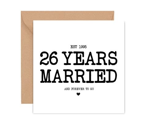 26th Anniversary Card For Husband 26 Year Anniversary Card Etsy