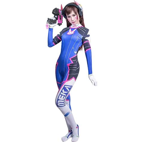 Va Dva Costume Halloween Cosplay Zentai Suit Women Jumpsuit Overwatch