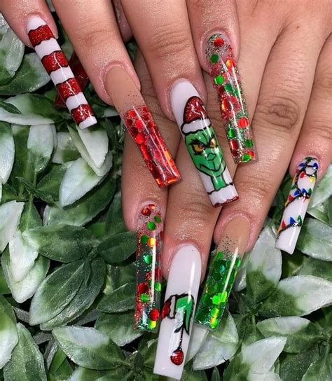 27 Top Trending Christmas Long Acrylic Nail Designs Long Acrylic Nail Designs Christmas Nails