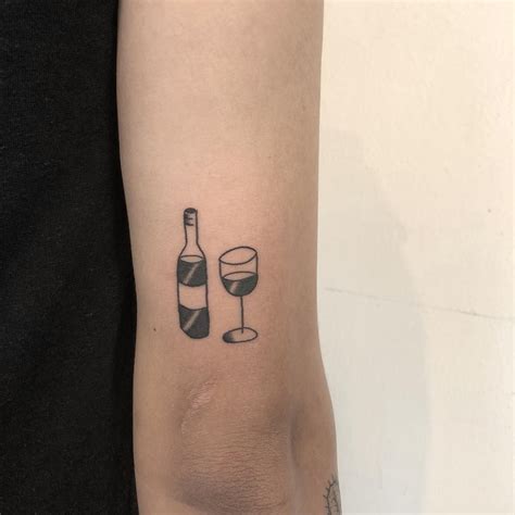 Wine Bottle And Glass Tattoo By Yeahdope Inked On The Right Triceps