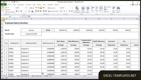 Salary Template Excel Database