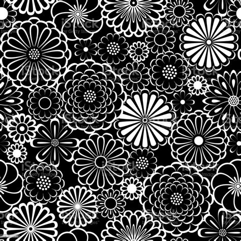 Black And White Circle Daisy Flowers Natural Seamless Pattern Vector