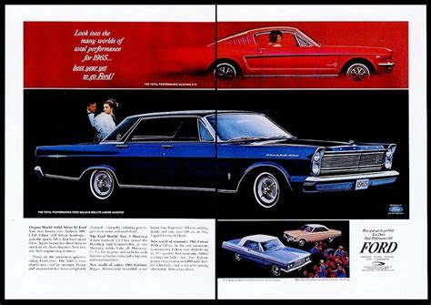 1965 Ford Mustang Fastback And Galaxie 500 Ltd Car Photo Vintage Print
