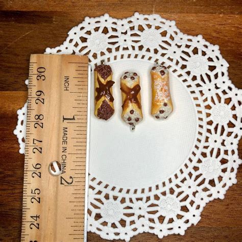 Cannoli Earrings Food Jewelry Food Charm Miniature Food Etsy