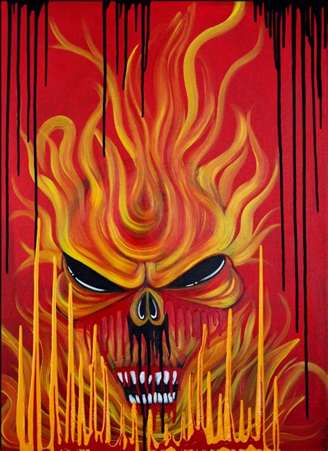 Skull Fire Red Abstract Horror Art Heart Of Art Blog