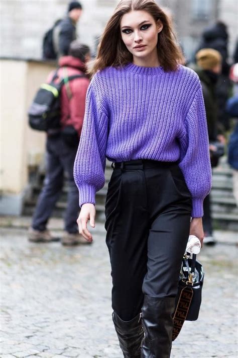 Purple Sweater Outfit Winter Sweater Outfits Winter Fashion Outfits