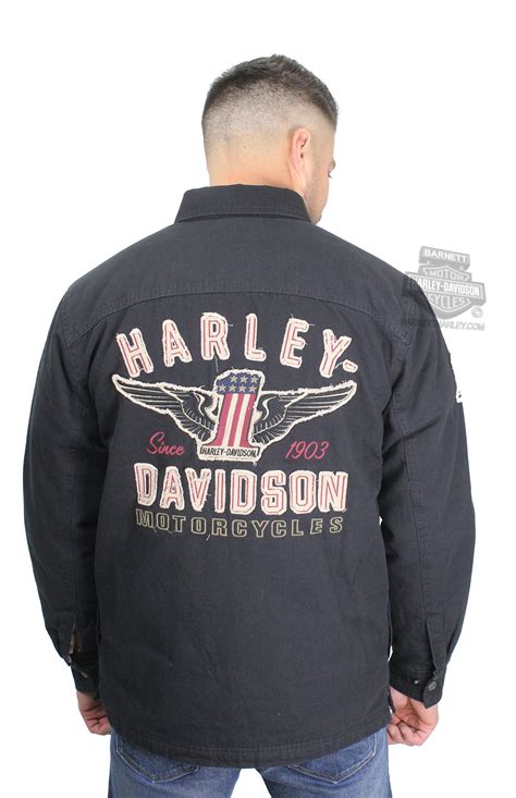Harley Davidson Mens Wings Genuine Classics Black Long Sleeve Shirt