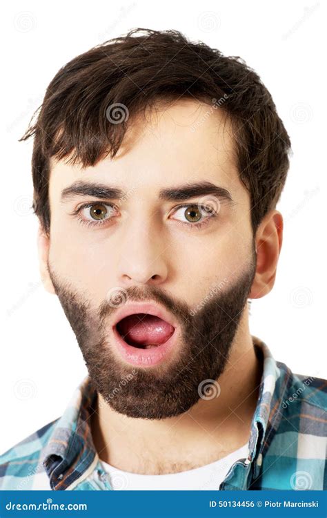 Young Shocked Man With Mouth Open Stock Photo Image 50134456