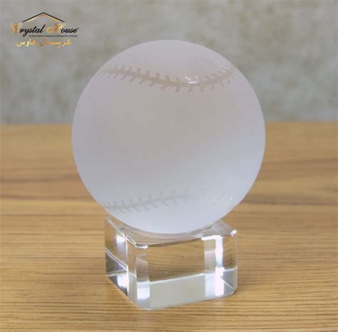 Clear Crystal Baseball Trophy With Engraving Crystal House Sharjah