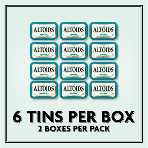Altoids Classic Wintergreen Breath Mints 176 Oz Tin Pack Of 12