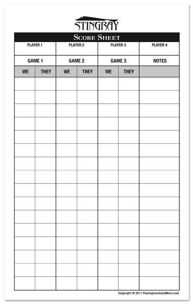 Multi Game Score Sheets For All Games Spades Card Game Spades Game
