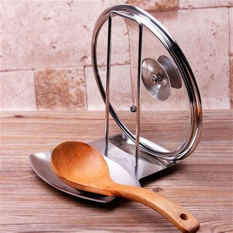 Stainless Steel Oven Stove Lid Holder Rack With Spoon Rest Utensils