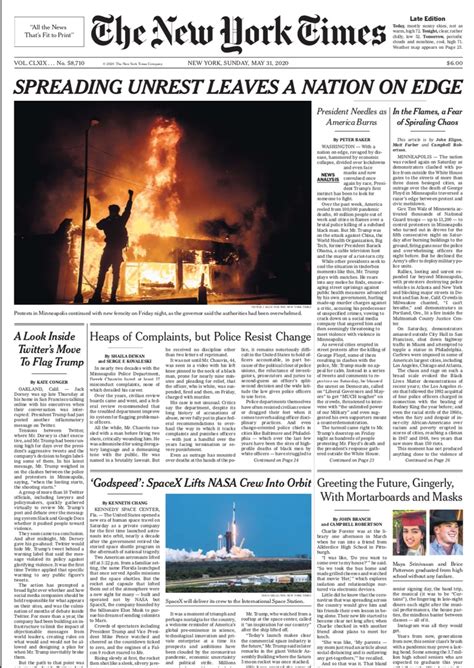 New york times reporter katie benner has deleted a series of tweets calling trump supporters enemies of the state. benner called the tweets wrongly worded, but her sentiment is largely shared by the state itself. The New York Times - May 31 2020 - Magazines PDF download free