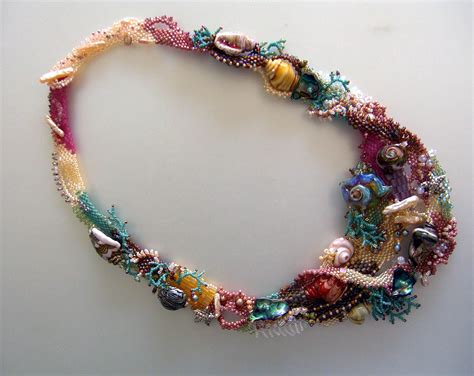 Jan Cahill Shell Necklace Freeform Beading What Talent Bead Work