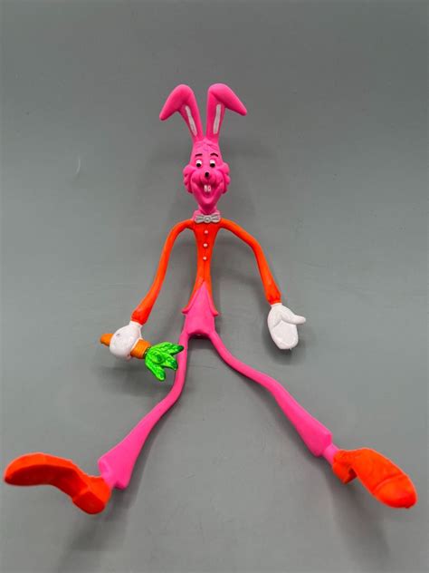 Vintage Easter Unlimited Bendable Posable Pink Neon Bunny Toy