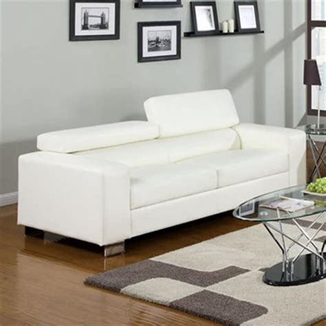 Furniture Of America Makri Modern White Faux Leather Sofa At