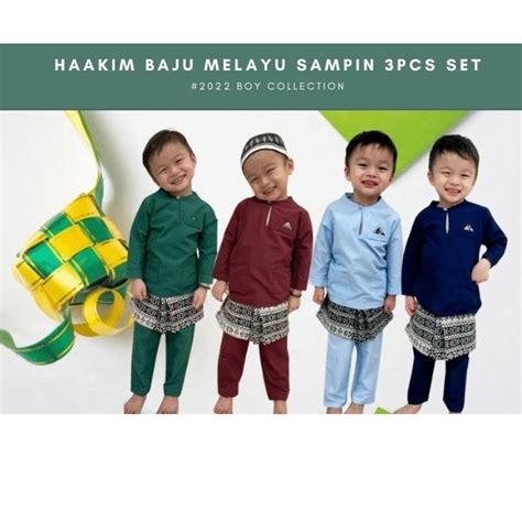 Baju Raya Boy Haakim Baju Melayu With Samping Cottonage 2 8y Bayi Baju