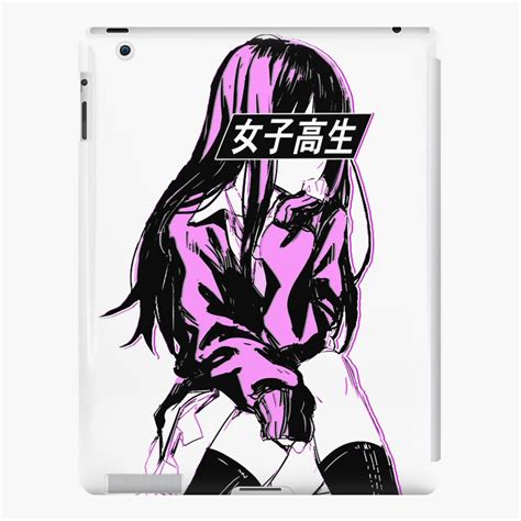 Schoolgirl Pink Sad Anime Japanese Aesthetic Ipad Case And Skin For
