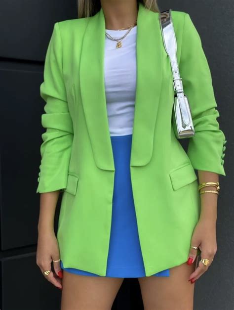 color combos outfit color outfits blazer outfits basic outfits all green outfit green skirt