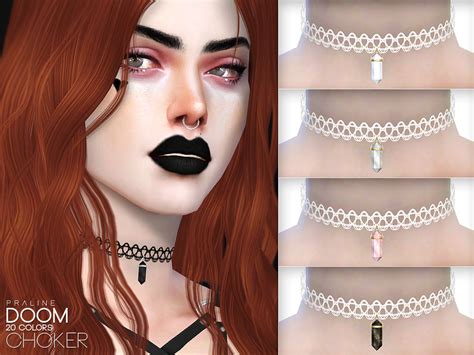 Pralinesims Tattoo Choker With Crystal Pendant Emily Cc Finds