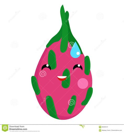 Pitaya Smiling Face With Open Mouth Cold Sweat Vector Stock Vector
