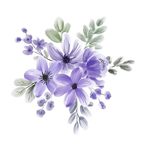 Purple Flower Bouquet Png Picture Watercolor Purple Flower Bouquet