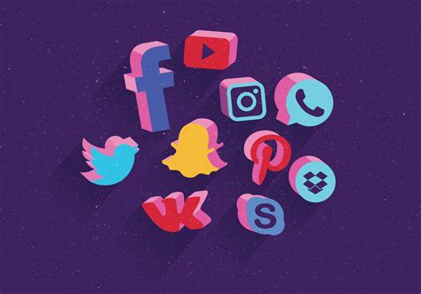 3d Social Media Icons Vector
