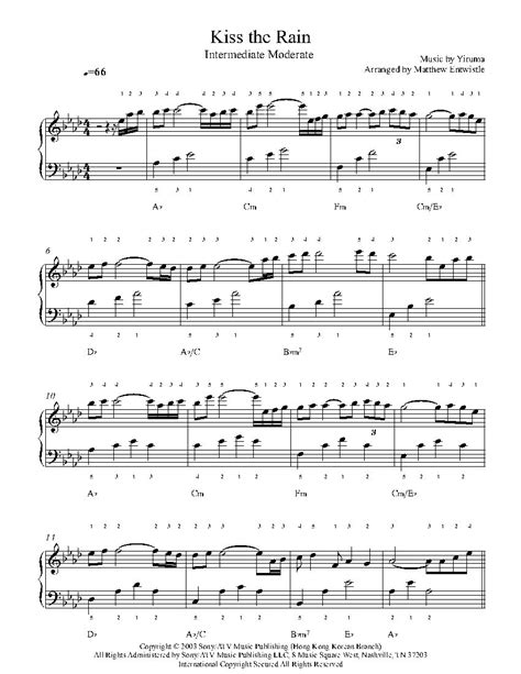 Classical sheet music includes 4 page(s). Kiss The Rain by Yiruma Piano Sheet Music | Intermediate Level | Piano sheet music