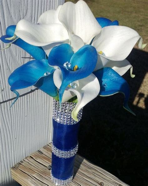 Calla Lily Bouquet Royal Blue Calla Lily By SilkFlowersByJean 2 Piece