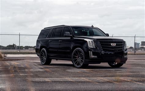 Download Wallpapers Cadillac Escalade 2019 Exterior Luxury Black Suv