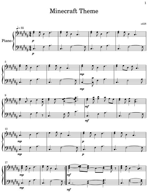Minecraft Theme Song Piano Sheet Music Easy Piano Sheet Music Maker