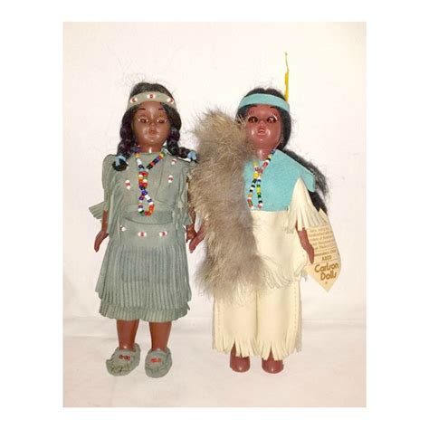 vintage carlson native american dollset of 2american indian etsy native american dolls