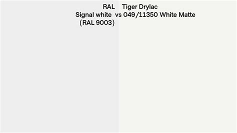 RAL Signal White RAL 9003 Vs Tiger Drylac 049 11350 White Matte Side