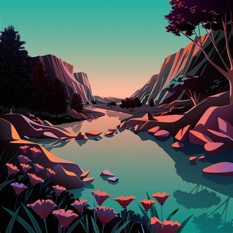 Download Nature Scene Illustration Iphone Wallpaper