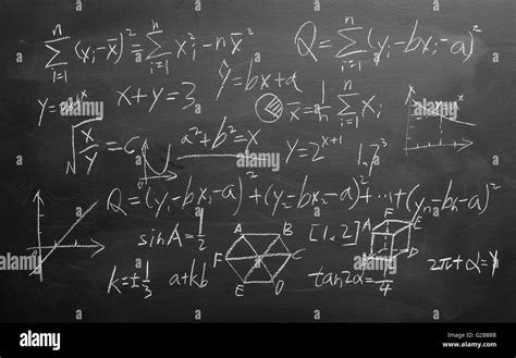 Maths Formulas Written By White Chalk On The Blackboard Background