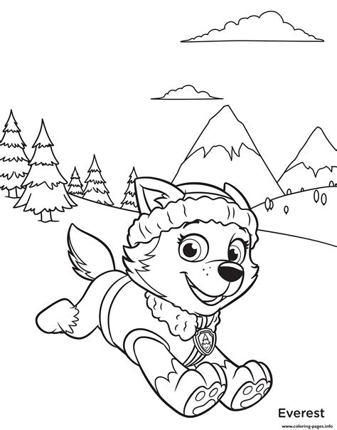 Paw Patrol Everest In Mountains Coloring Page Printable