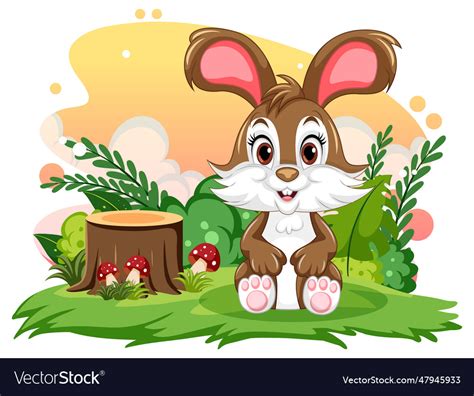 Cute Brown Rabbit Cartoon Character Royalty Free Vector