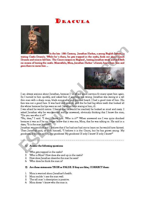Dracula Esl Worksheet By Isingles