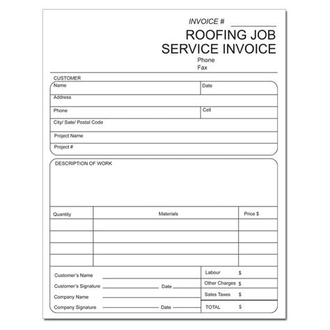 Roofing Job Service Invoice Designsnprint