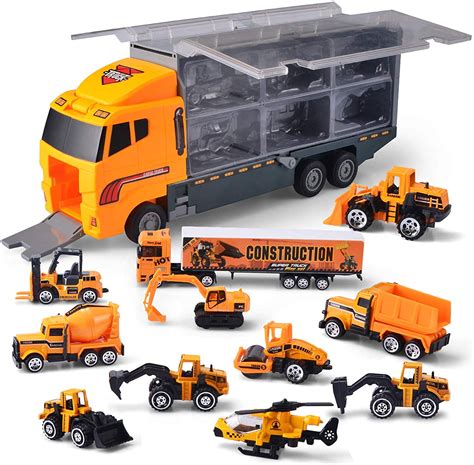 Semi Truck Toy 11 In 1 Die Cast Construction Truck Vehicle Car Toy Set