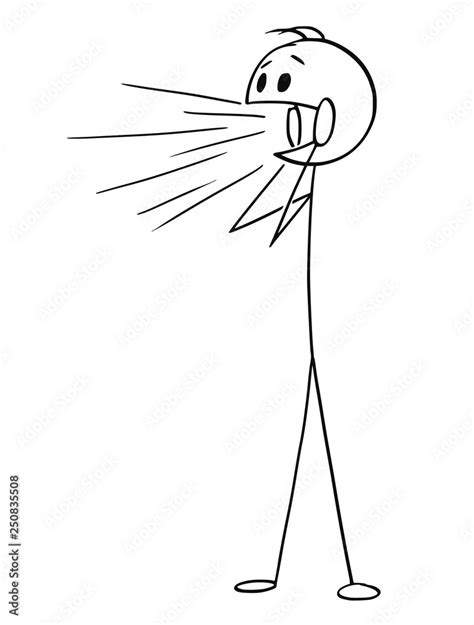 Cartoon Stick Figure Drawing Conceptual Illustration Of Man Shouting
