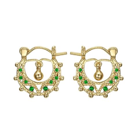 Savoyardes Baby Creole Earring Emerald Mm Gold