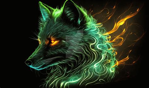 Neon Black Fox Demon 5 By Punkerlazar On Deviantart