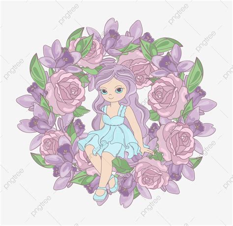 Rose Princess Floral Flower Girl Cartoon Holiday Wedding